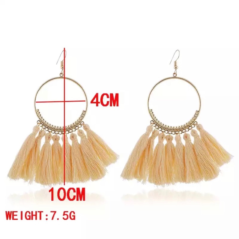 Black Tassel Fringe Earrings - Picture 2 of 2